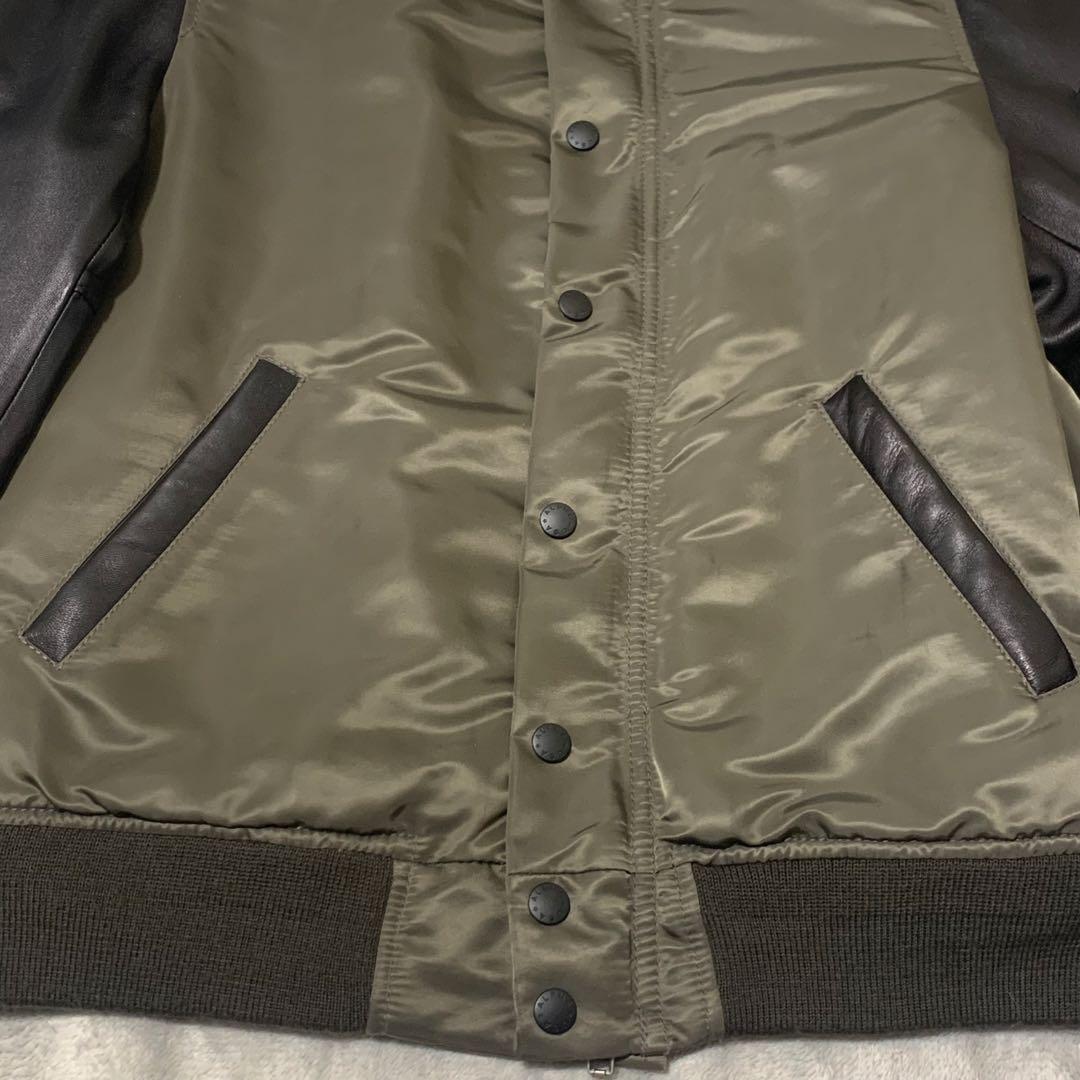 ALPHA ナノユニバース別注 MA-1 ラムレザー レザージャケット カーキ