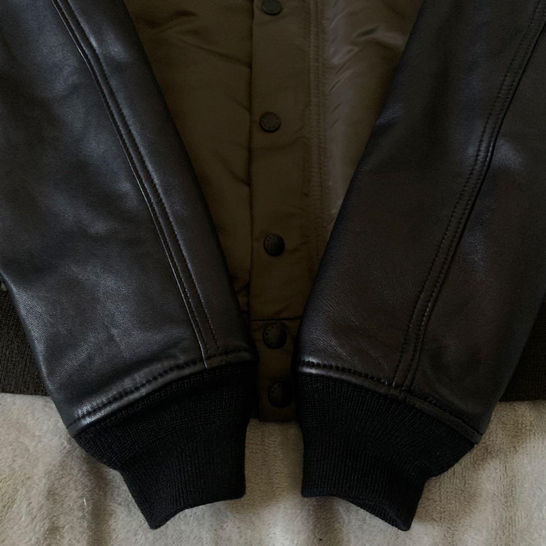 ALPHA ナノユニバース別注 MA-1 ラムレザー レザージャケット カーキ