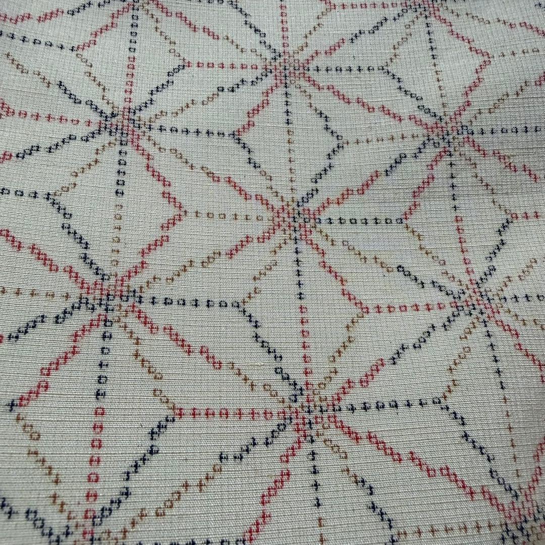 未使用近い　美品　袷　正絹　白紬　十日町紬系　小紋　フルセット