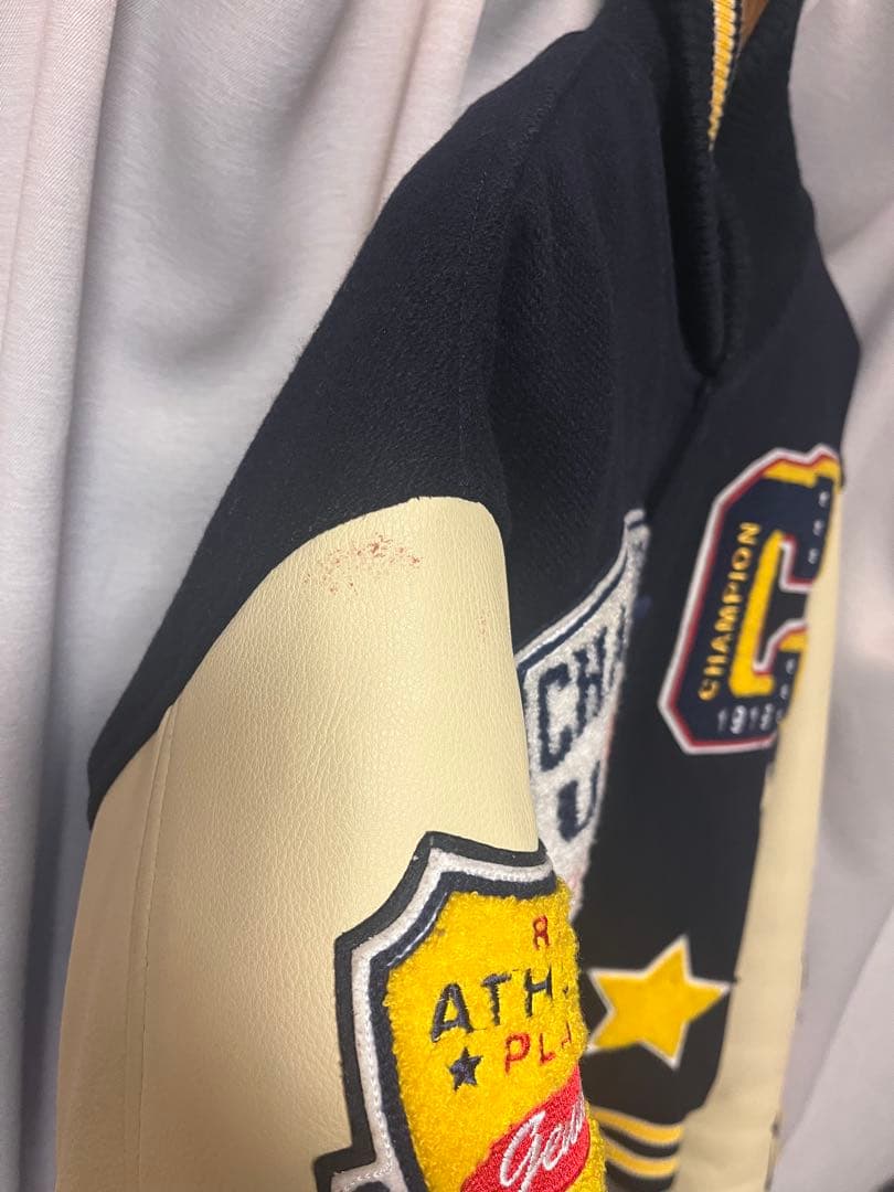 Champion スタジャン ネイビー/アイボリー