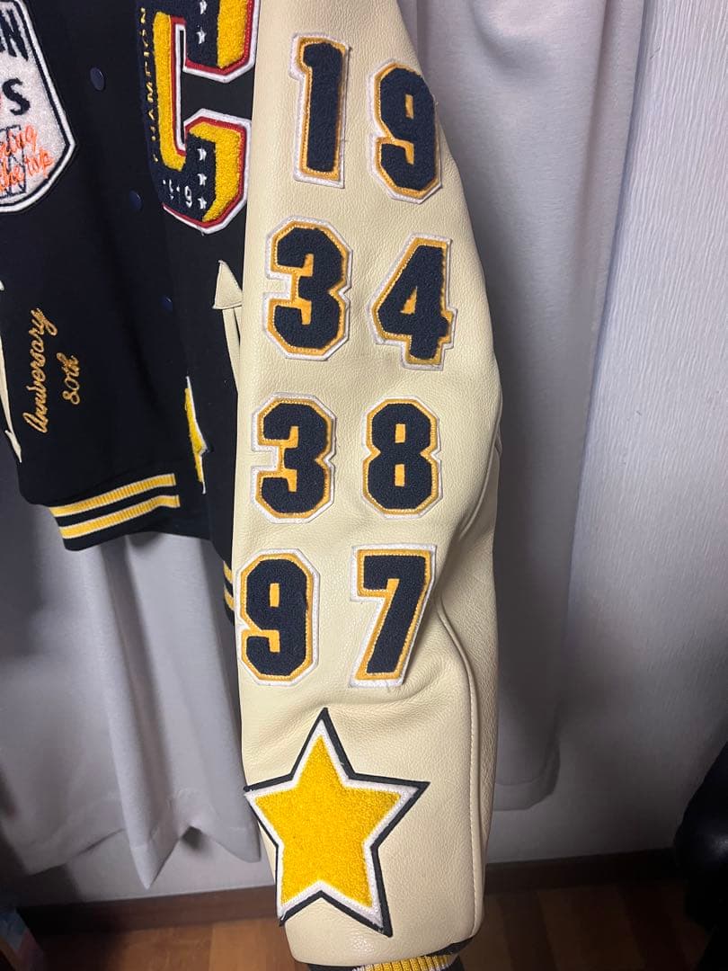 Champion スタジャン ネイビー/アイボリー