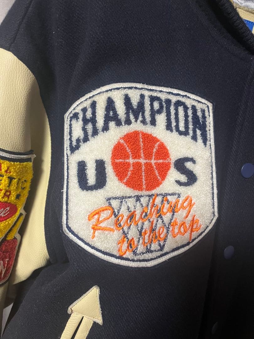 Champion スタジャン ネイビー/アイボリー