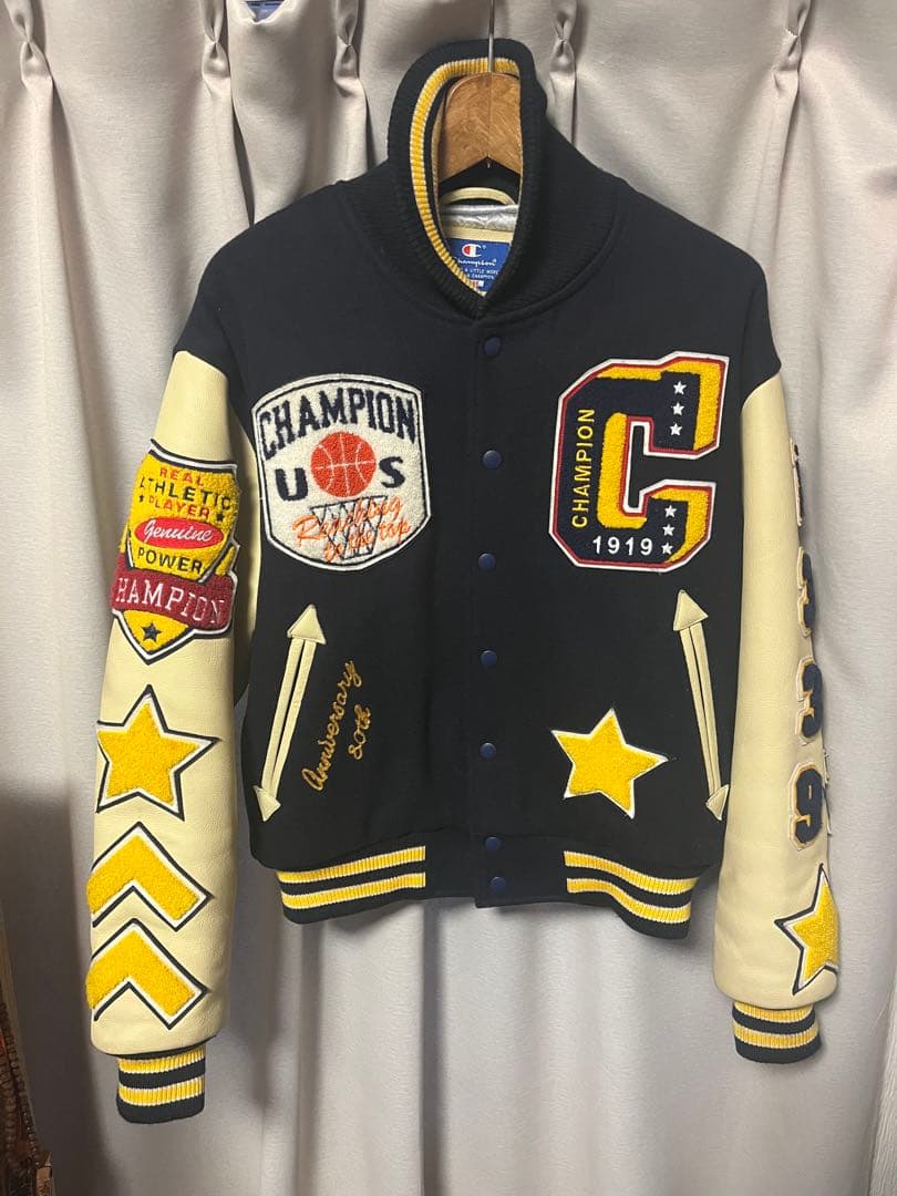 Champion スタジャン ネイビー/アイボリー