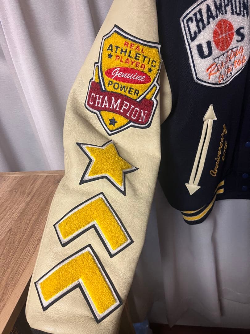 Champion スタジャン ネイビー/アイボリー