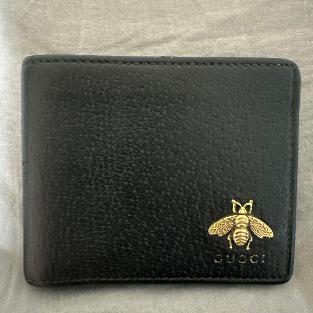 GUCCI　蜂モチーフ 黒 二つ折り財布