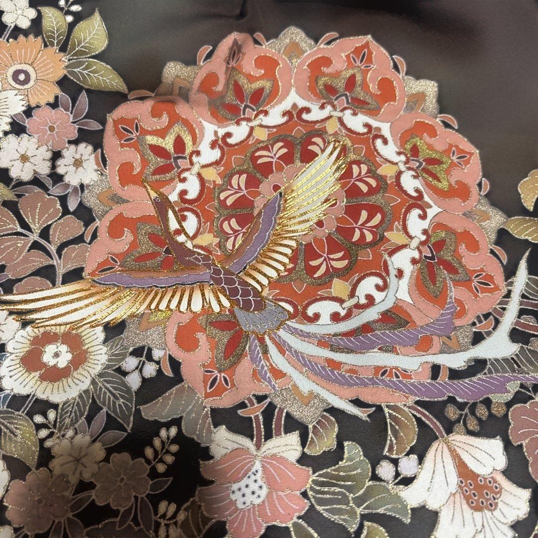 レトロでモダン素敵！未使用品しつけ糸付き　黒留袖　京友禅　金駒刺繍