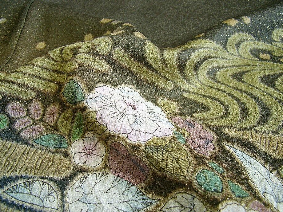 秀逸品 縮緬地 金通し地 おぼろ染 訪問着 正絹 HH2111ruemiko様専