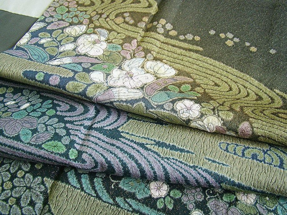 秀逸品 縮緬地 金通し地 おぼろ染 訪問着 正絹 HH2111ruemiko様専