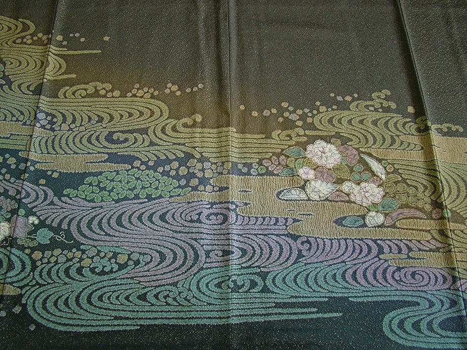 秀逸品 縮緬地 金通し地 おぼろ染 訪問着 正絹 HH2111ruemiko様専