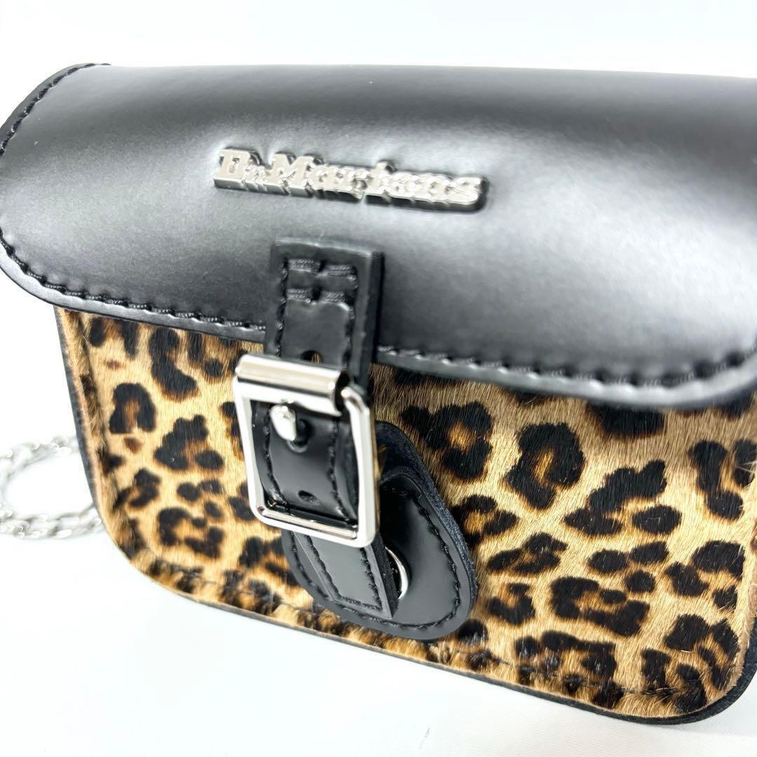 新品 ドクターマーチン 5インチ サッチェルバッグ ブラック レオパード 豹柄