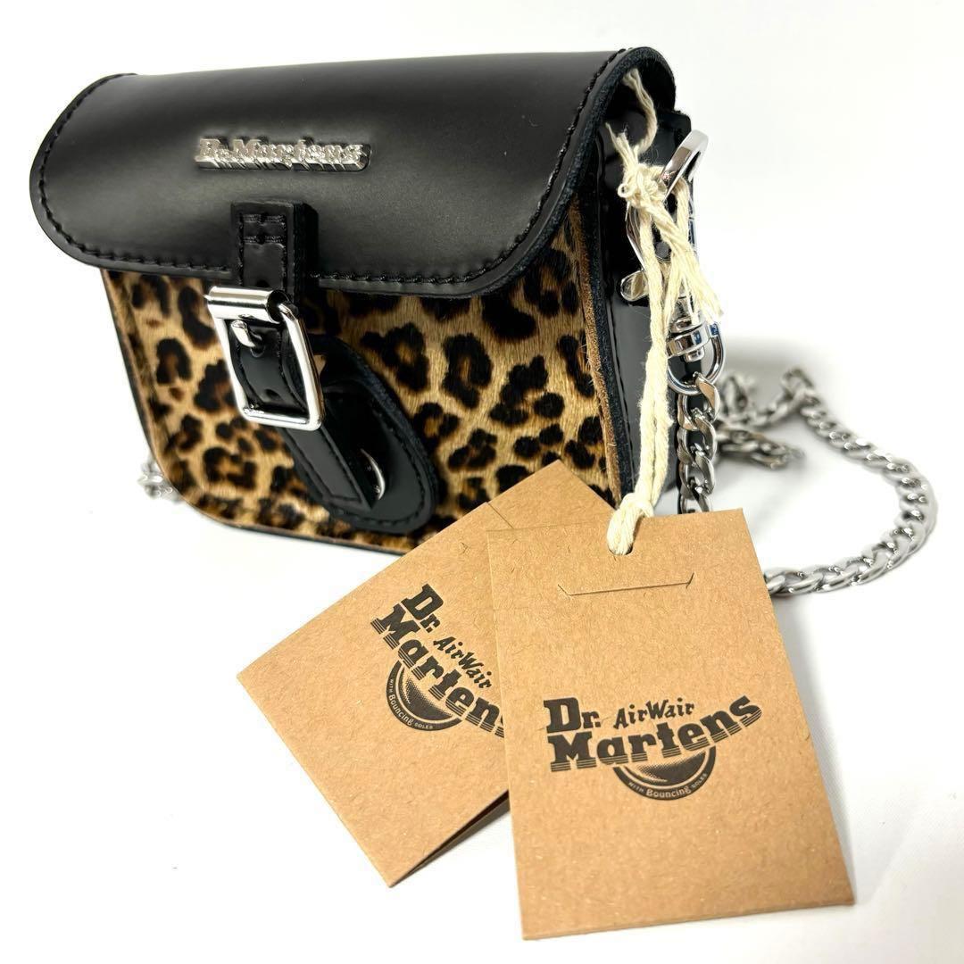 新品 ドクターマーチン 5インチ サッチェルバッグ ブラック レオパード 豹柄