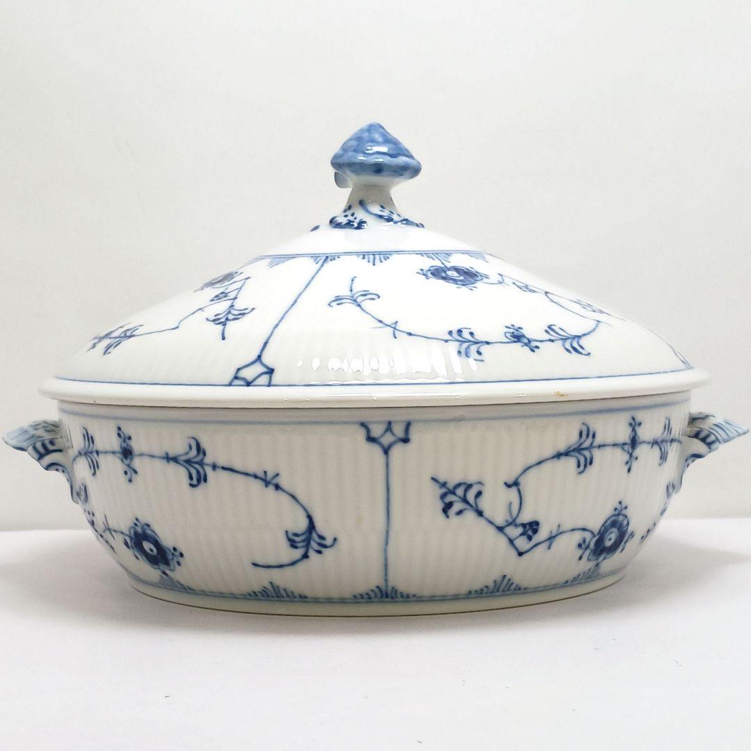 Y3223-3 ロイヤルコペンハーゲン ブルーフルーテッド スープチューリン　L