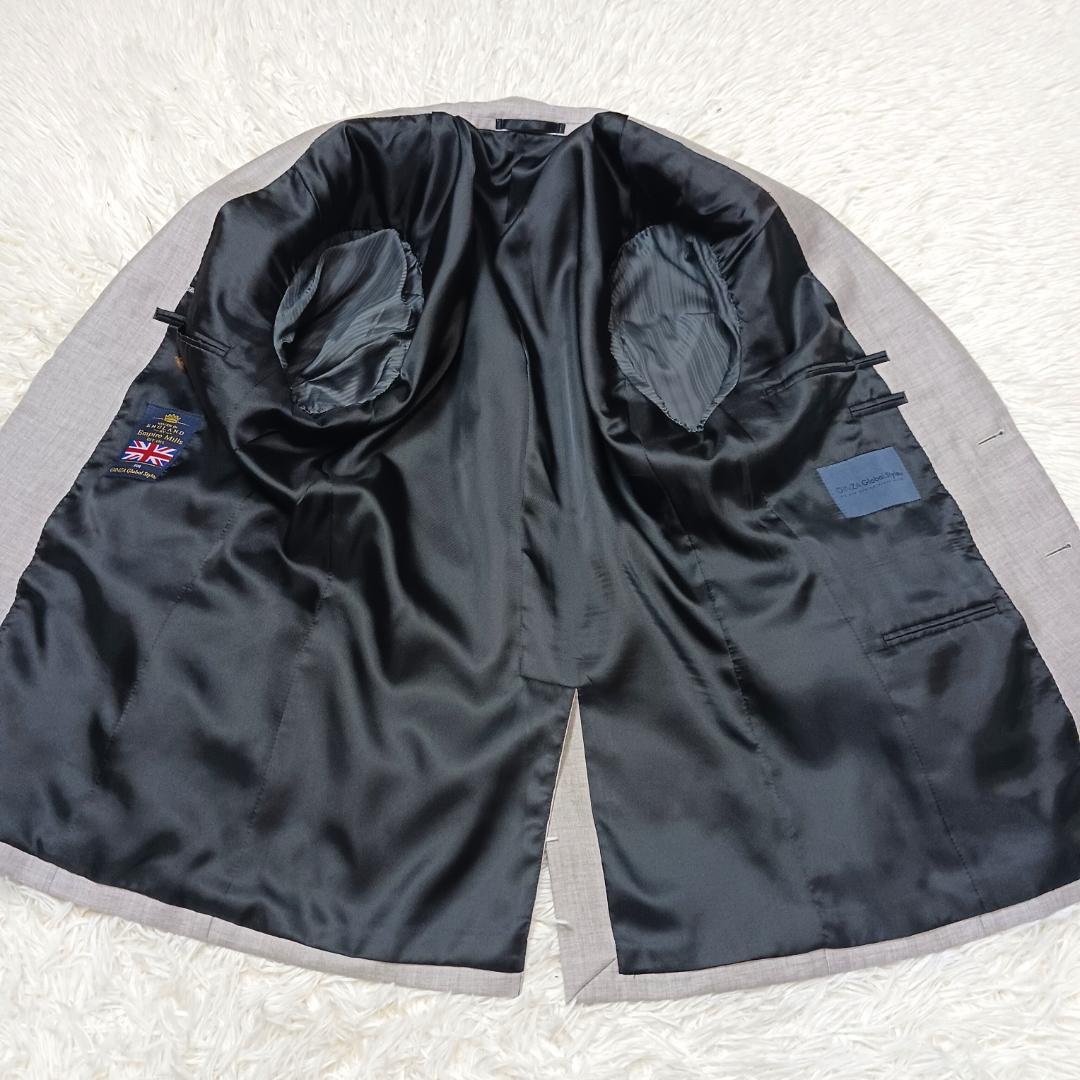 高級生地✨　銀座グローバルスタイル　スーツ　セットアップ　3ピース　グレー　S