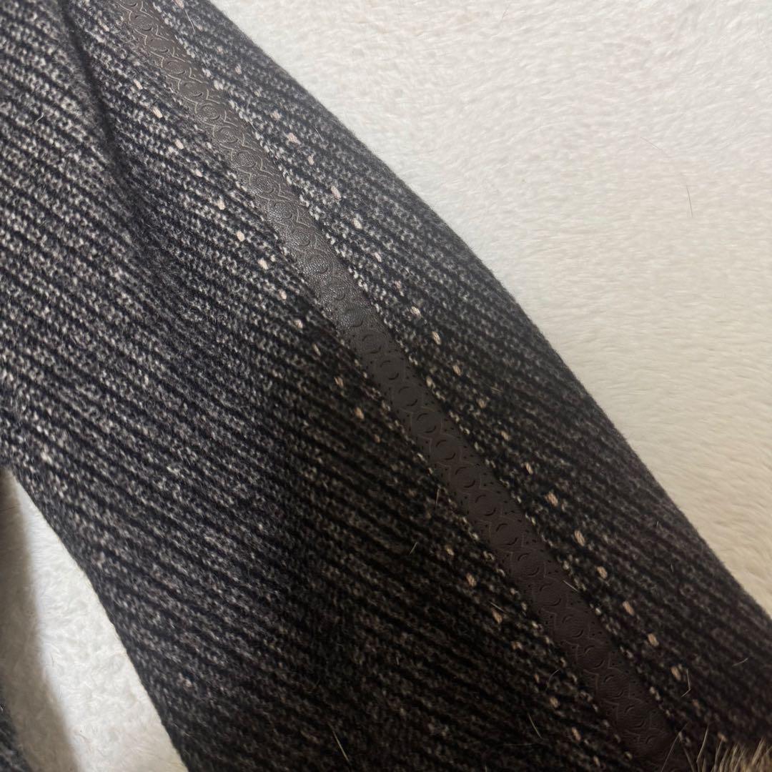 【マッサバルド】カシミヤ シルバーフォックスファー付き ロング丈コート