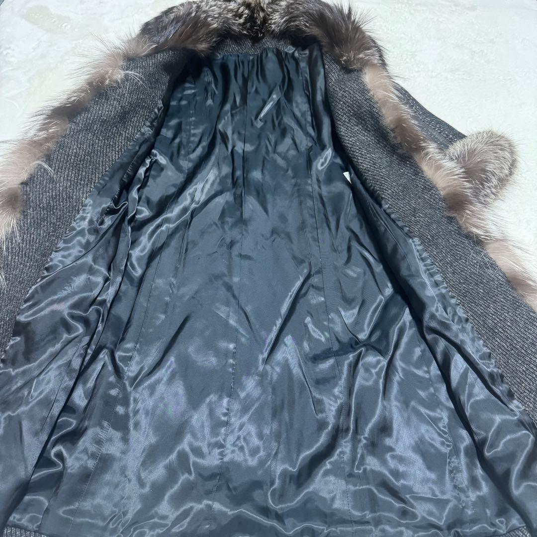 【マッサバルド】カシミヤ シルバーフォックスファー付き ロング丈コート