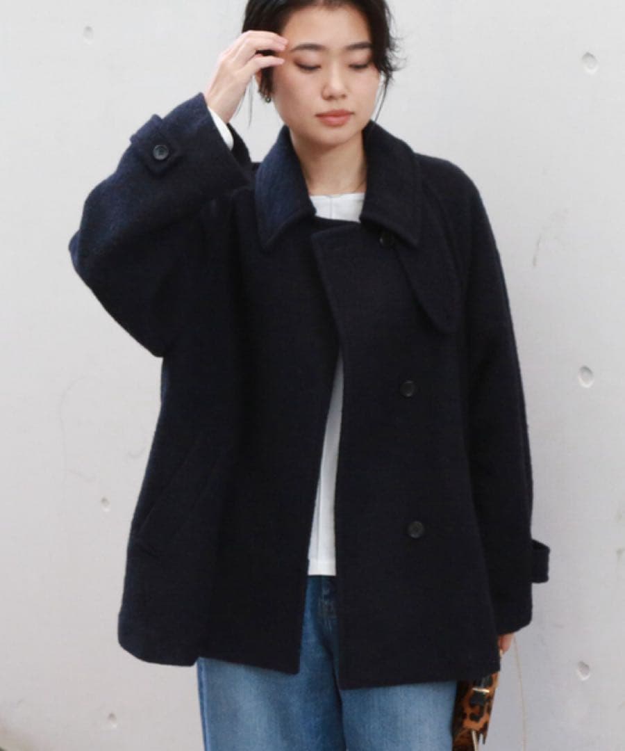 新作Rouge vif Annaピーコート ウール混ショート丈スライバーコート