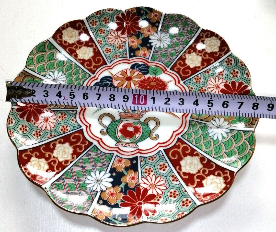 陶扇 錦絵 金彩菊割皿 5枚セット