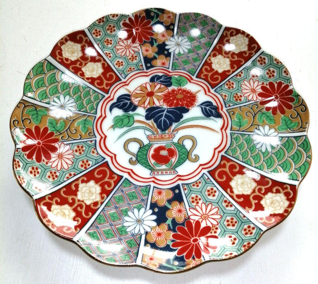 陶扇 錦絵 金彩菊割皿 5枚セット