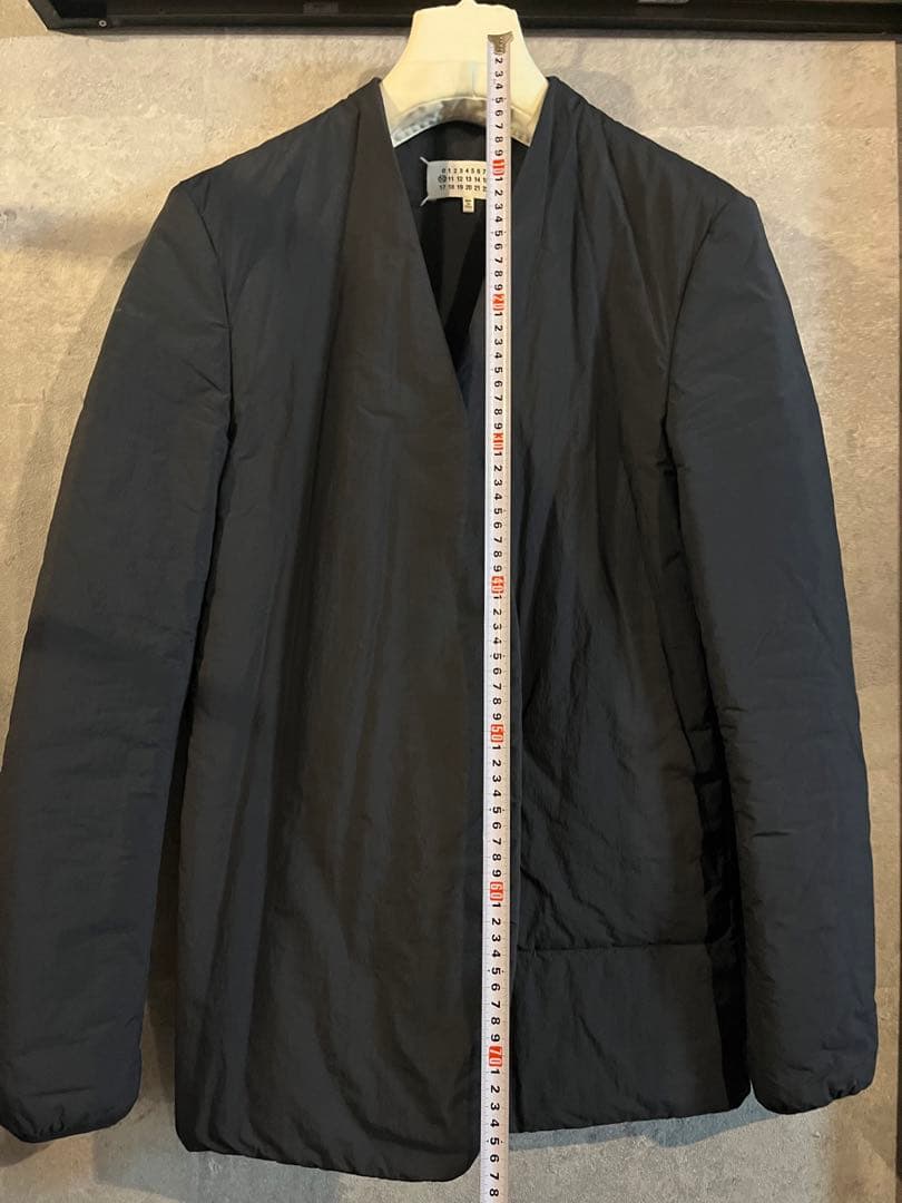 メゾンマルジェラ　ノーカラー黒ジャケット 中綿　春夏 希少サイズ48