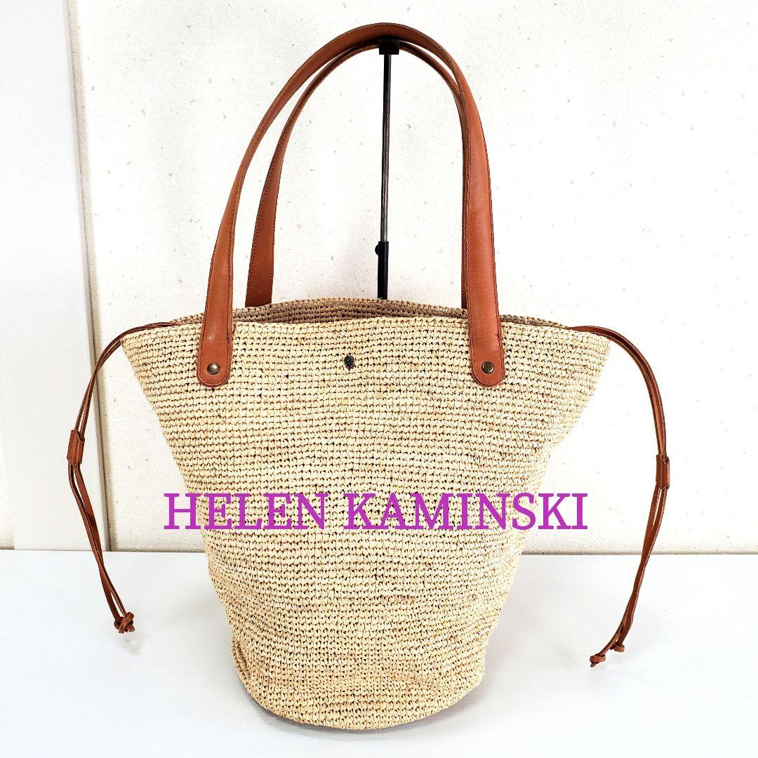 HELEN KAMINSKI ヘレンカミンスキー バケツ型 ラフィアトートバッグ