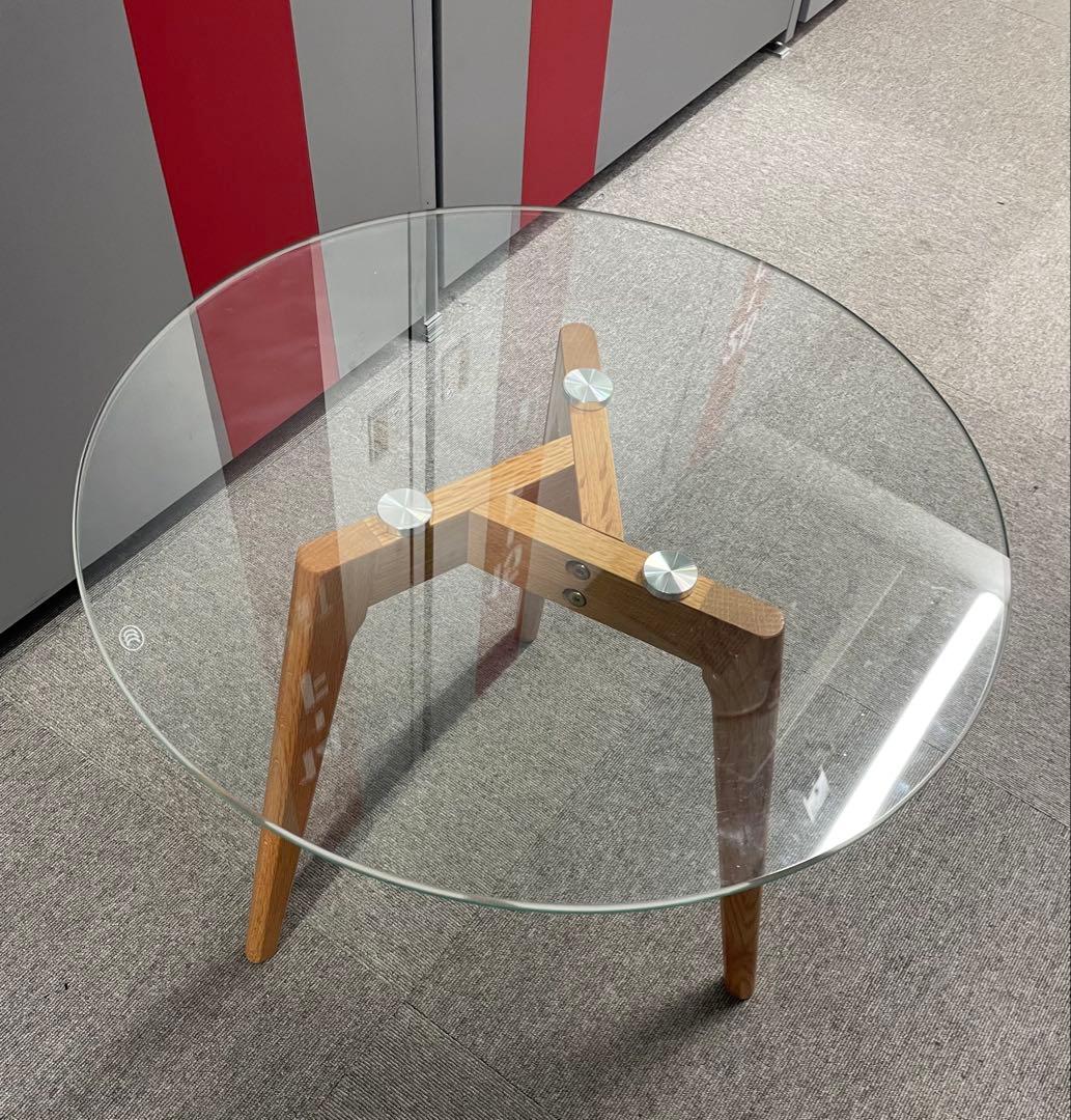 ラウンドテーブル／サイドテーブル／センターテーブル／ミニテーブル　ガラス製