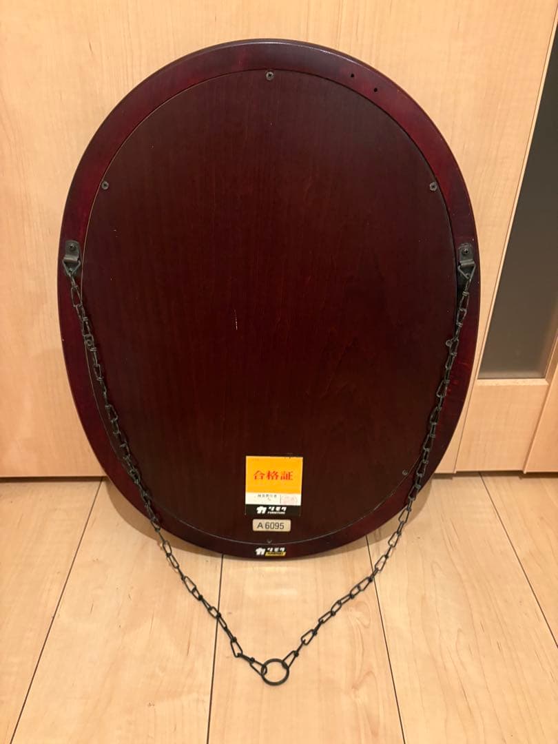 【美品】オールドカリモク karimoku オーバル ウォールミラー A6095