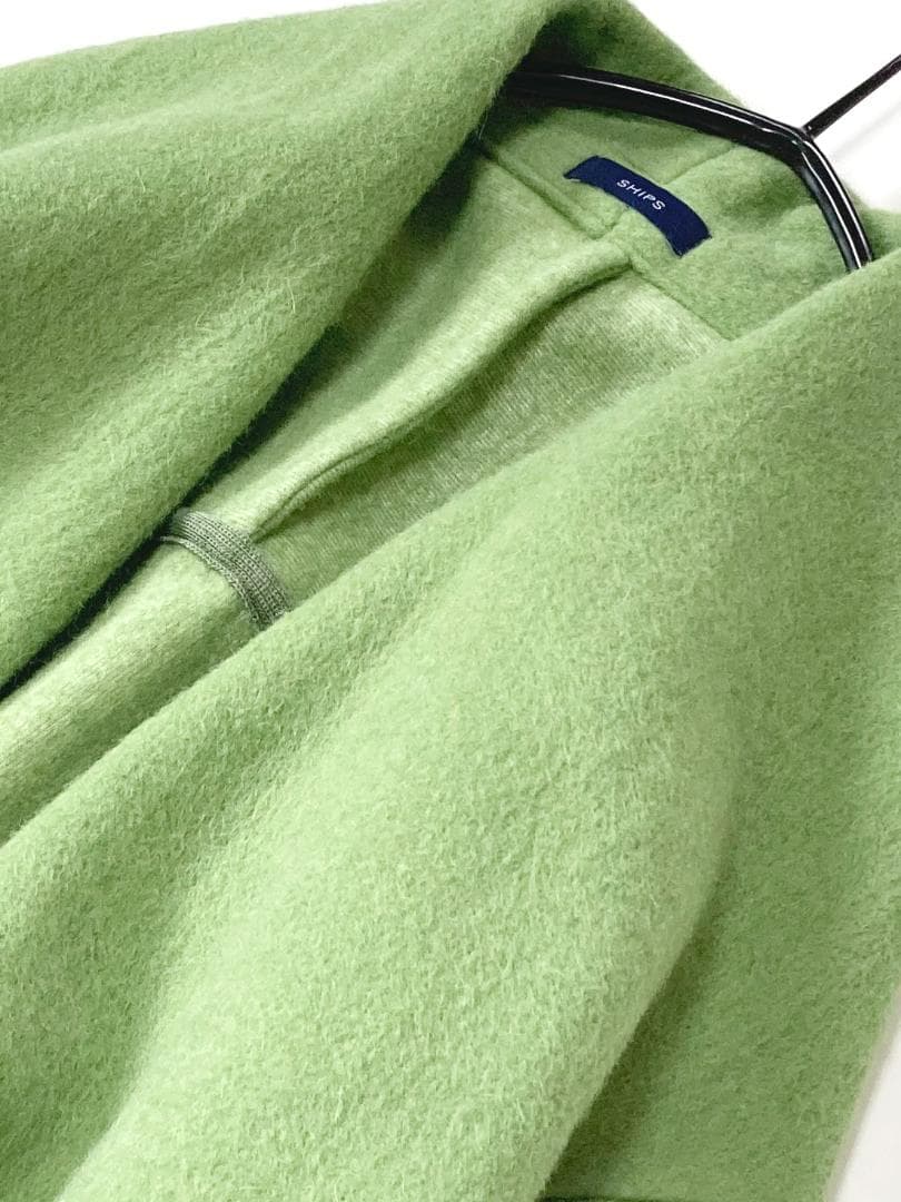 美品SHIPSシップスきれい色ゆったりニードルシャギーノーカラーコート♪