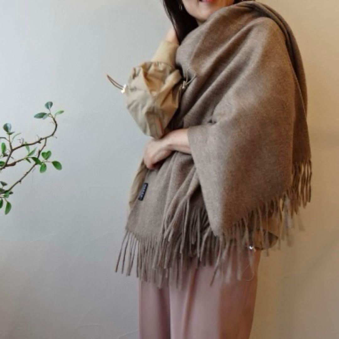 極上カシミヤ100%☆大判 ストール☆ 杢ブラウン