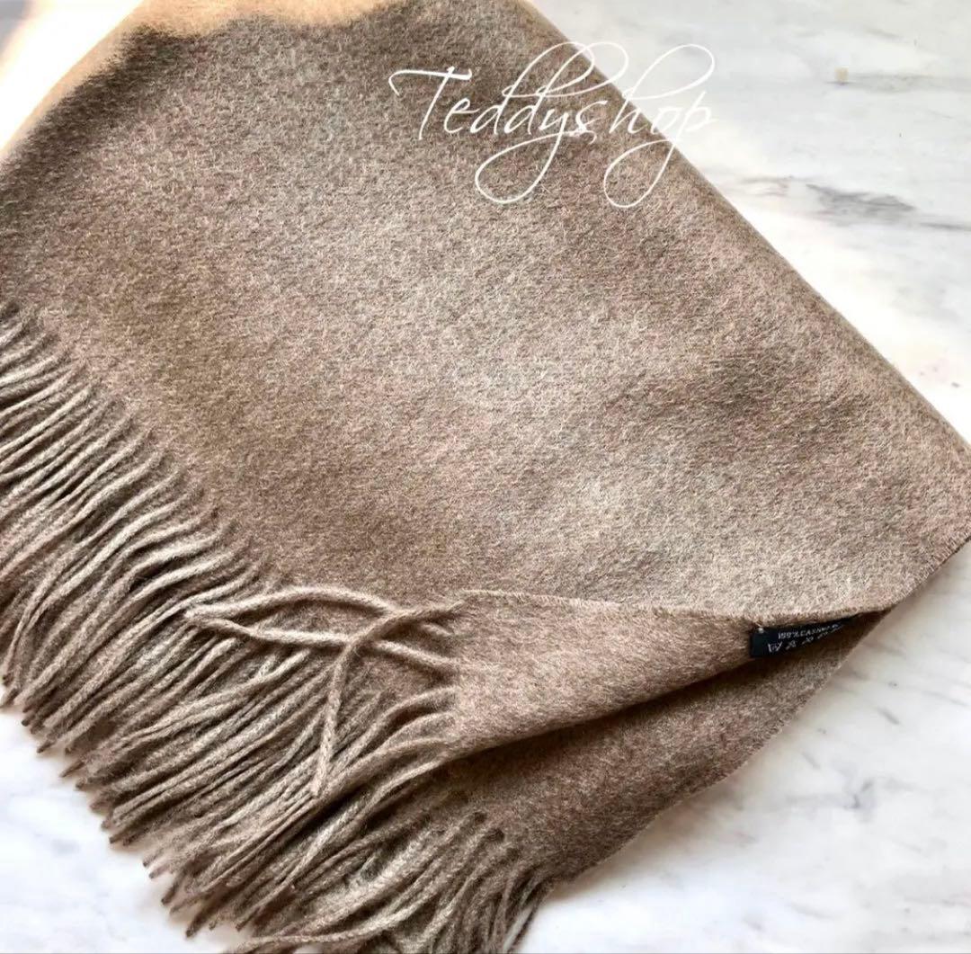 極上カシミヤ100%☆大判 ストール☆ 杢ブラウン
