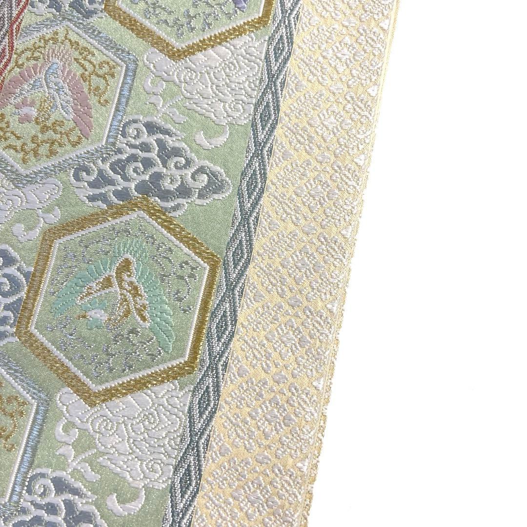 袋帯　縦縞　亀甲　鳳凰　花青海波　波　菱　雲　着物　104a d