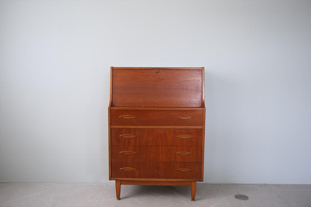 英国アンティークチーク古木ライティングビューロー/木製デスク勉強机(89-144