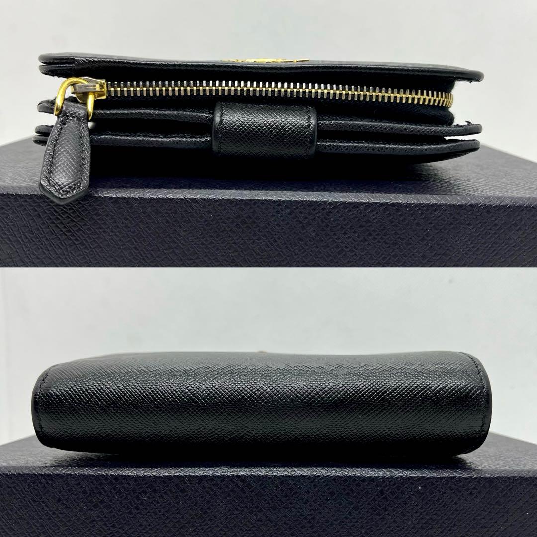 極美品/現行モデル✨プラダ 二つ折り財布 メタルロゴ サフィアーノ ブラック