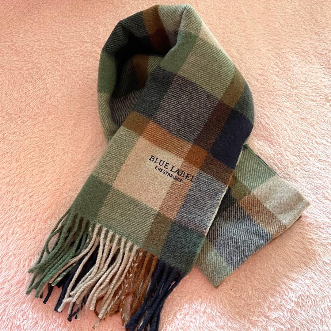 ブルーレーベル　クレストブリッジチェック柄マフラー　カシミア混　新品タグ付き