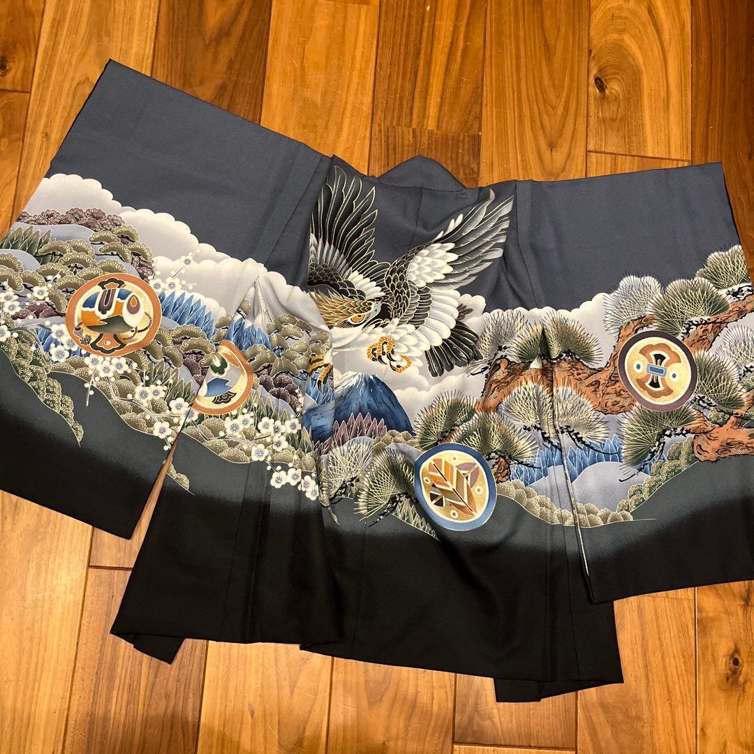 七五三セット　五歳 男児 着物&羽織&袴&角帯&長襦袢 鷹 松