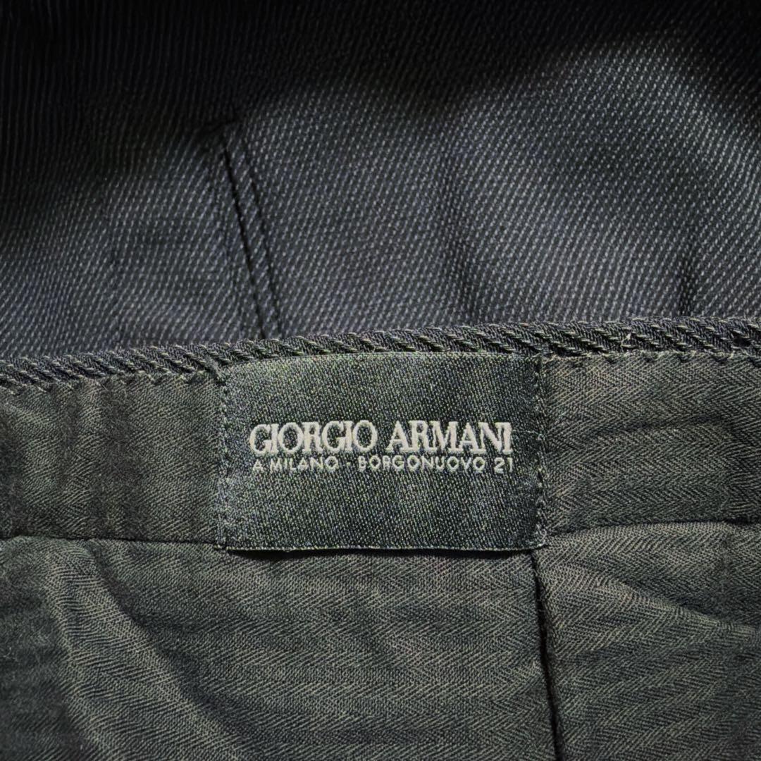 80s 黒タグ GIORGIO ARMANI シルク混 ウールパンツ スラックス