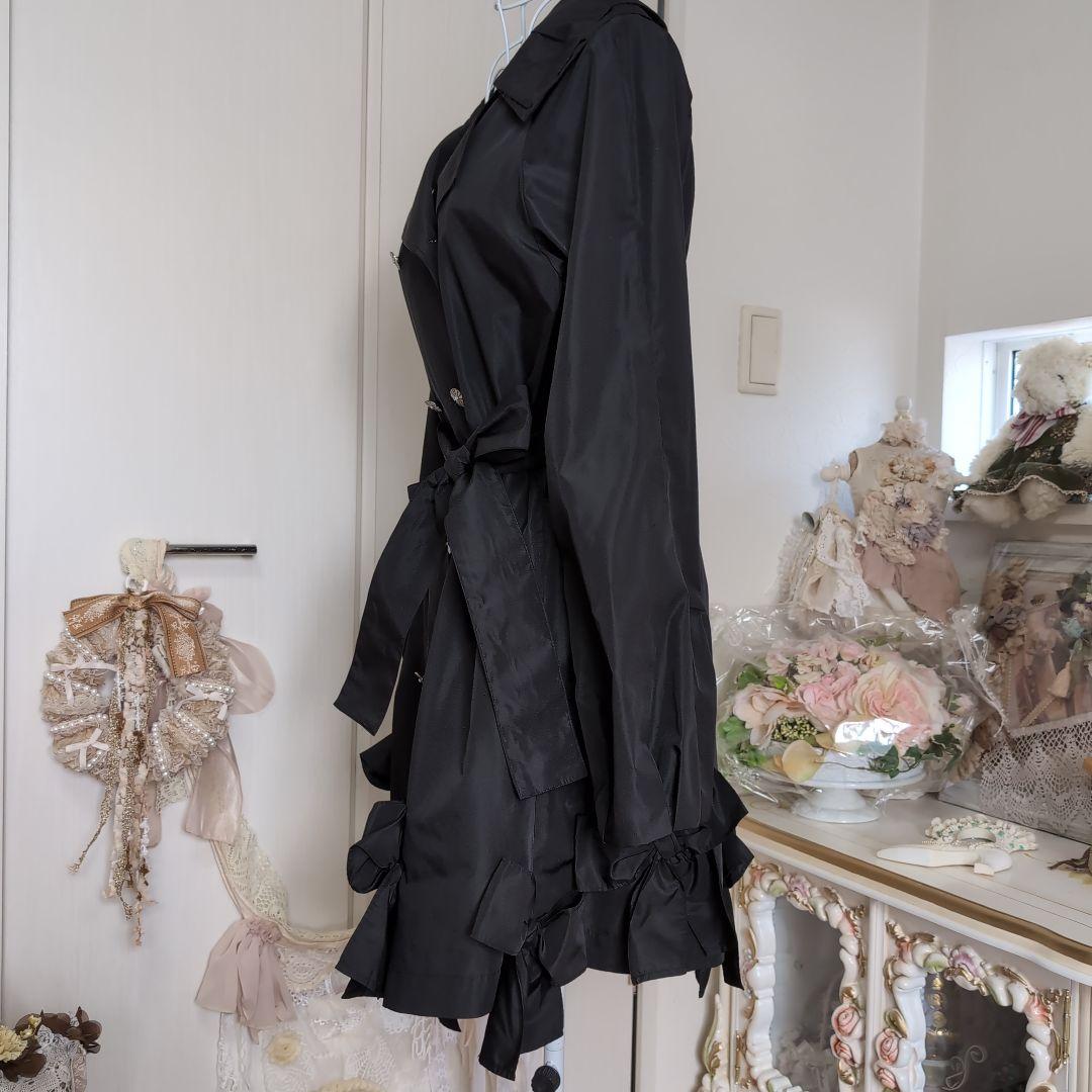 さえら♡レインダンス♡豪華♡リボン♡ブラック♡トレンチコート♡春♡秋♡冬