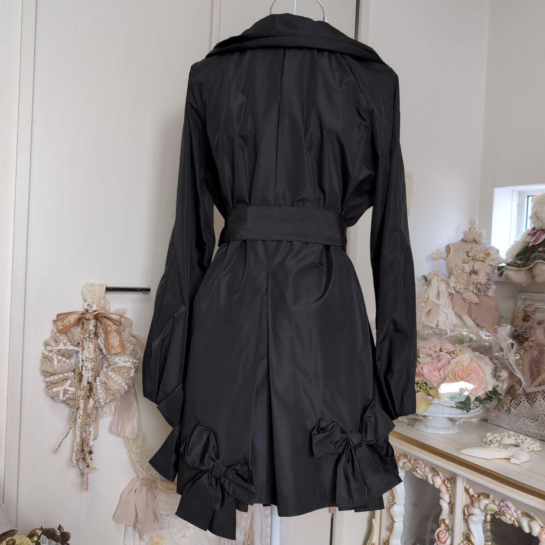 さえら♡レインダンス♡豪華♡リボン♡ブラック♡トレンチコート♡春♡秋♡冬