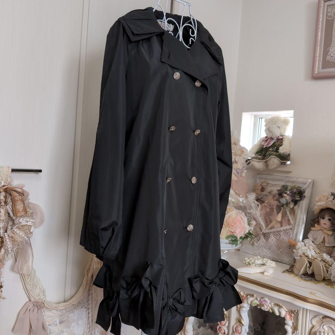 さえら♡レインダンス♡豪華♡リボン♡ブラック♡トレンチコート♡春♡秋♡冬