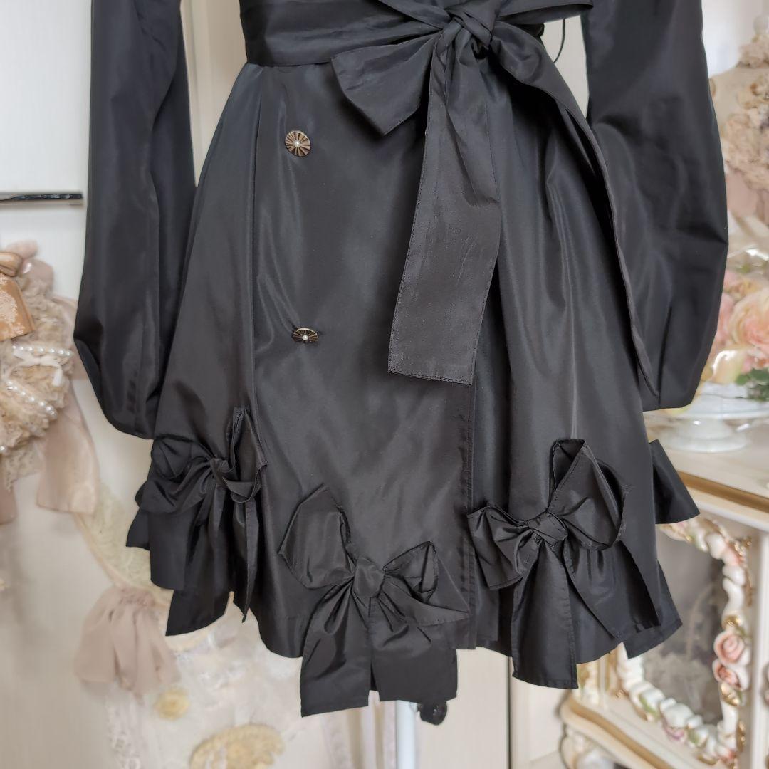さえら♡レインダンス♡豪華♡リボン♡ブラック♡トレンチコート♡春♡秋♡冬