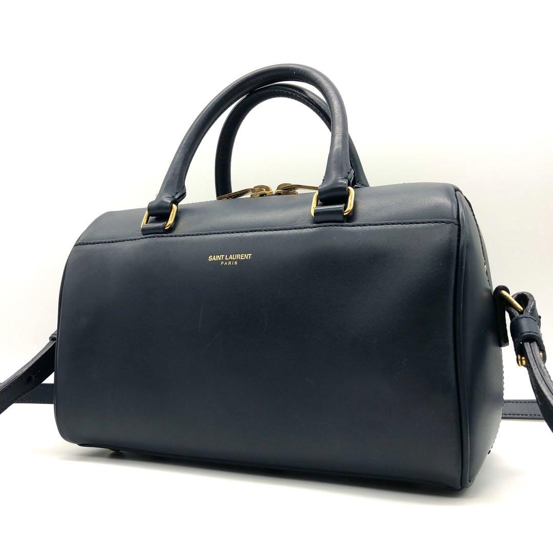 【美品】サンローラン ベイビーダッフル ミニボストン 2way 肩掛け 紺色