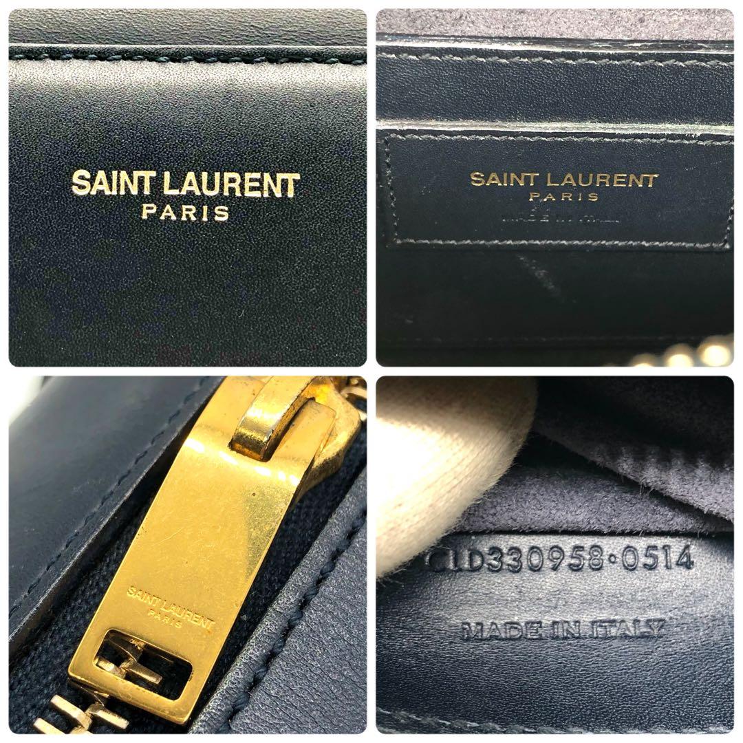 【美品】サンローラン ベイビーダッフル ミニボストン 2way 肩掛け 紺色