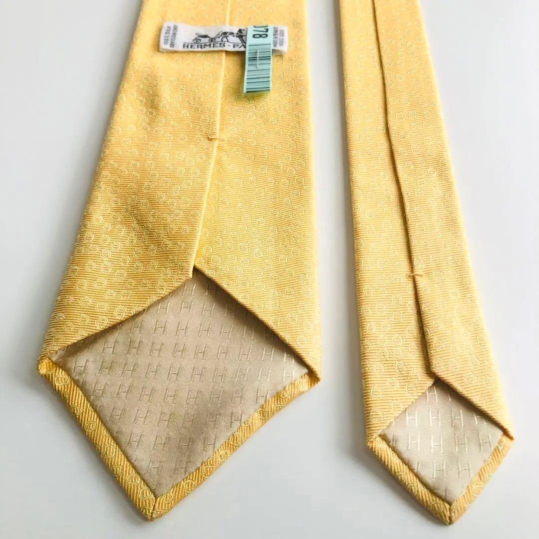 HERMES ネクタイ ドット柄 イエロー
