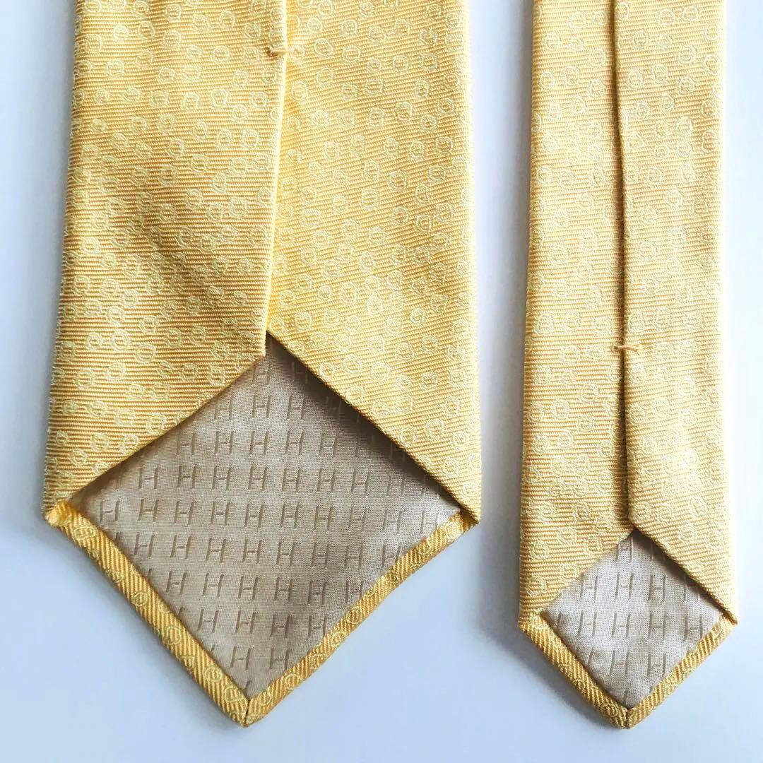 HERMES ネクタイ ドット柄 イエロー