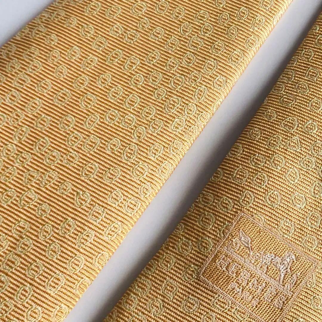 HERMES ネクタイ ドット柄 イエロー