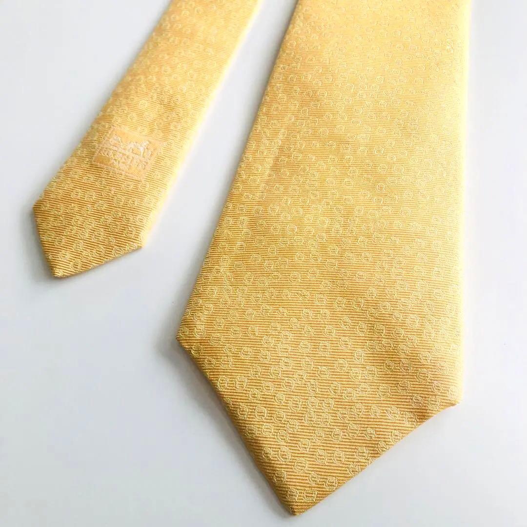 HERMES ネクタイ ドット柄 イエロー