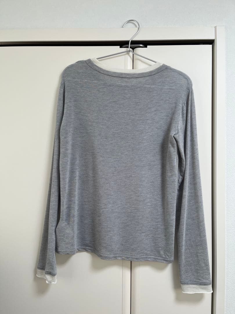 アワーホームOUR とろけるような肌触り、重ね着風カットソー　杢グレー