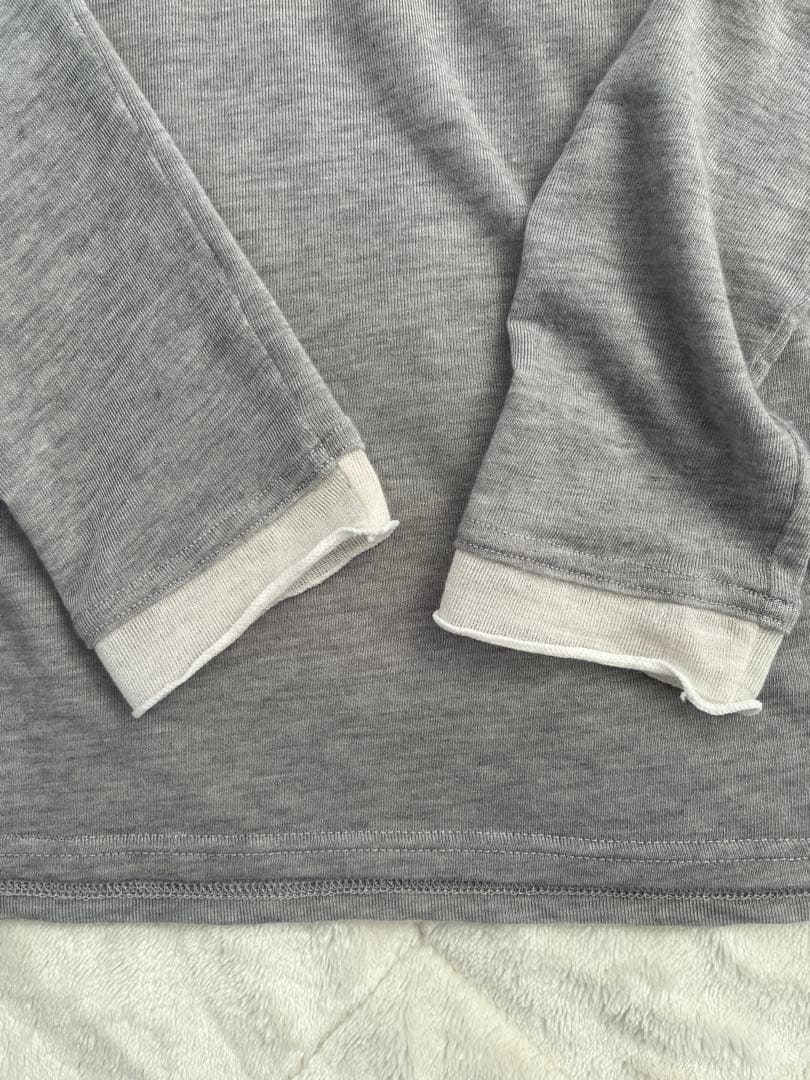 アワーホームOUR とろけるような肌触り、重ね着風カットソー　杢グレー