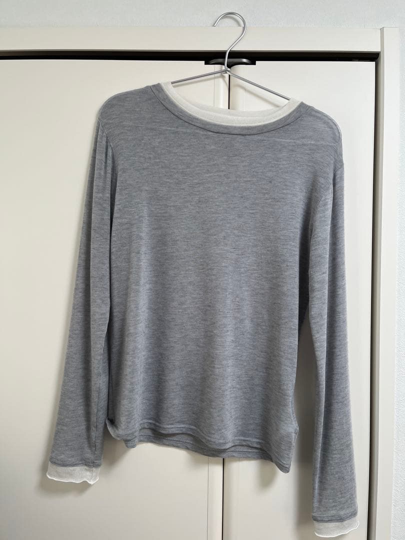 アワーホームOUR とろけるような肌触り、重ね着風カットソー　杢グレー