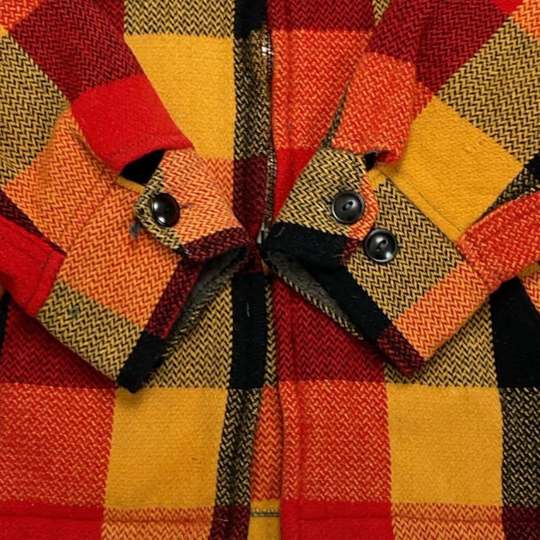 【0326】Melton　70s　チェック柄ウールシャツジャケットUSA製