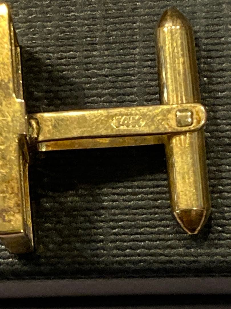 14K 金製 そろばんモチーフ カフス＆ネクタイピン 3点セット　商売繁盛祈願